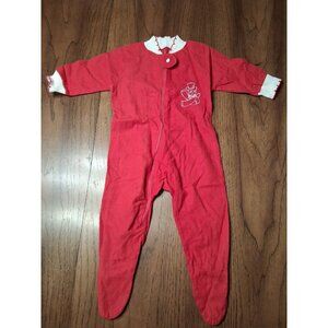 VTG  Footie Sleeper Pajamas Baby Red Snowman  18-28 lbs By Candy Cane Zipper